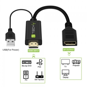 Adapter Hdmi Z Zasilaniem Usb Na Displayport 4k30hz